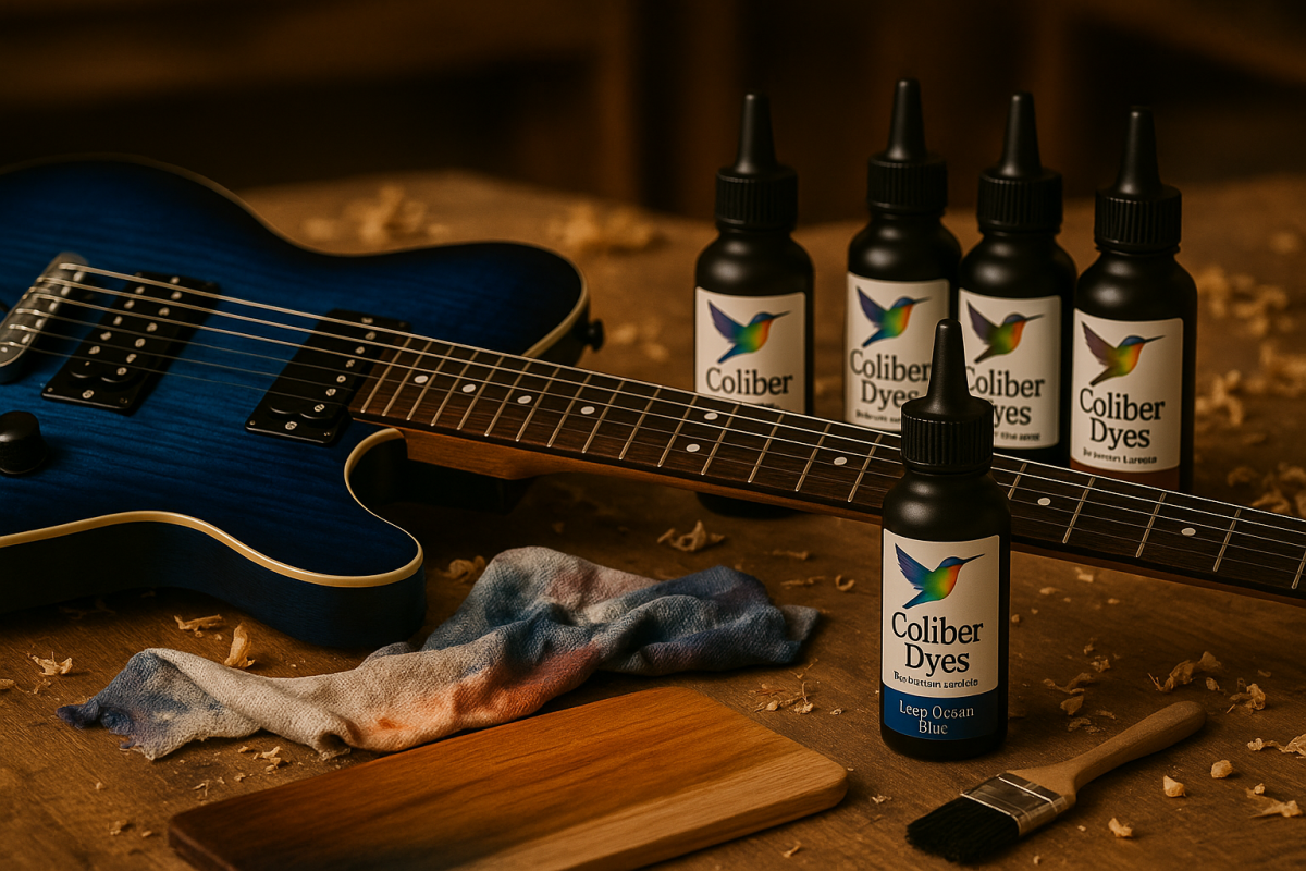 barwniki do drewna Coliber – wybarwianie topu gitara flame maple